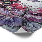 ヘブンリーHollyhocks水彩絵画プリント ポスター (角)