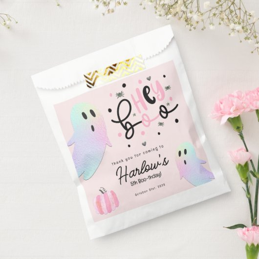 ヘブー虹色幽霊ピンクハローウィンパーティ フェイバーバッグ (封をした状態)