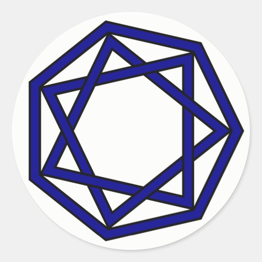 ヘプタゴンのダークブルーのヘプタグラム ラウンドシール (正面)