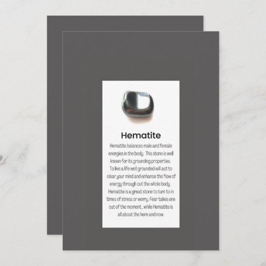 ヘマタイト石英結晶意味ジュエリー表示 シーズンカード (正面/裏面)