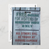 ヘミングウェイハウスビジターパーキング標識 ポストカード (正面/裏面)
