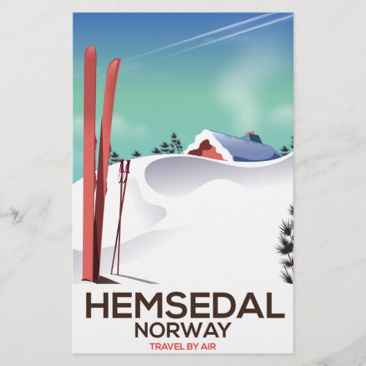 ヘムセダール ノルウェー スキーの旅行ポスター 便箋 (正面)