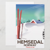 ヘムセダール ノルウェー スキーの旅行ポスター 便箋 (正面/裏面)