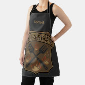 ヘラとフォークを使用したグリルセルジャーバッジデザイン エプロン (インサイチュ)