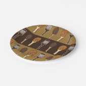 ヘラカラフルキッチン料理パーティー ペーパープレート (アングル)