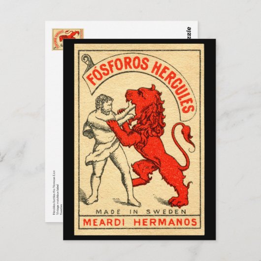 ヘラクレスがネメアのライオンのはがきと戦う ポストカード (正面/裏面)