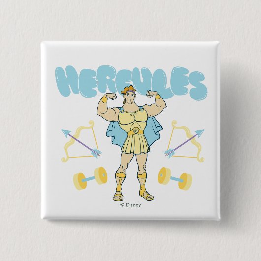 ヘラクレスの弓とダンベルのフレックスボタン 缶バッジ (正面)