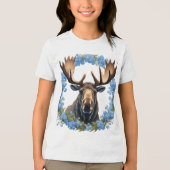 ヘラジカとアラスカの高山のムラサキ トライブレンドTシャツ (正面)