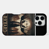 ヘラジカと山のサイン iPhoneケース (裏面横)
