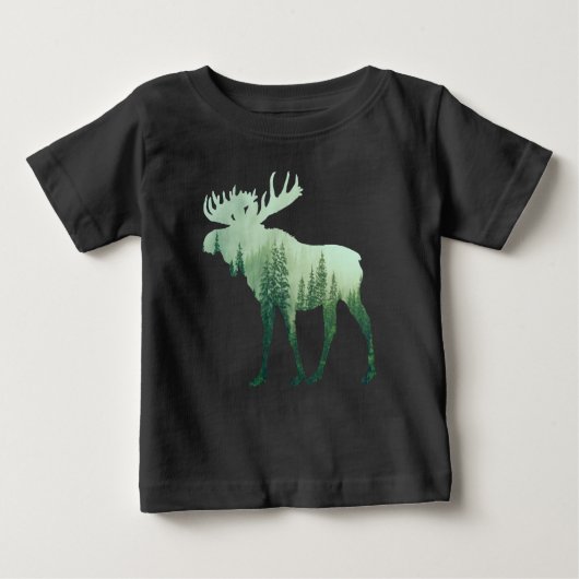 ヘラジカと森の自然 ベビーTシャツ (正面)