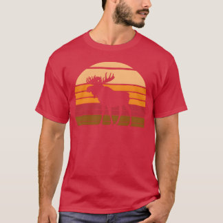ヘラジカの夕日 動物 楽しい Tシャツ