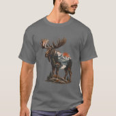 ヘラジカの山の荒野の風景 Tシャツ (正面)
