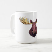 ヘラジカの雄の頭 コーヒーマグカップ (正面左)