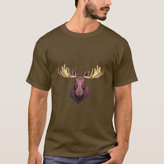 ヘラジカの雄の頭 Tシャツ (正面)