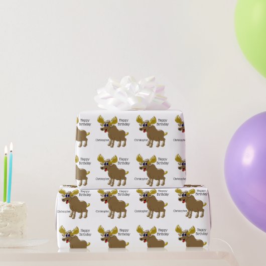ヘラジカデザインの誕生日 ラッピングペーパー (パーティーギフト)