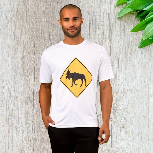 ヘラジカ横断注意標識 動物安全 Tシャツ