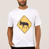 ヘラジカ横断注意標識 動物安全 Tシャツ (正面)