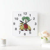 ヘラルディックラクダパームツリーカラーコートオブアームズ スクエア壁時計 (ホーム)