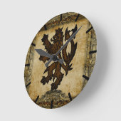 ヘラルディックランパントライオンカスタム ラウンド壁時計 (傾斜)