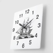 ヘラルディックヴィンテージ航海のクリッパーシップクレスト スクエア壁時計 (傾斜)