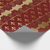 ヘラルディッ王室のドゴールデンレッドブルガンディレースビップ ラッピングペーパー (角)