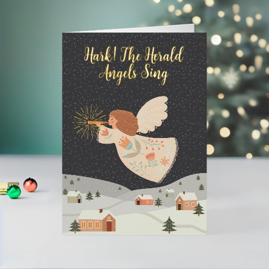 ヘラルドエンジェルスがクリスマスを歌う 箔シーズンカード (クリスマスインサイチュ2)