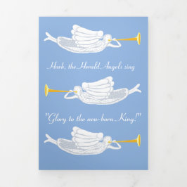 ヘラルドエンジェルスがクリスマスカードを歌う 三つ折り招待状