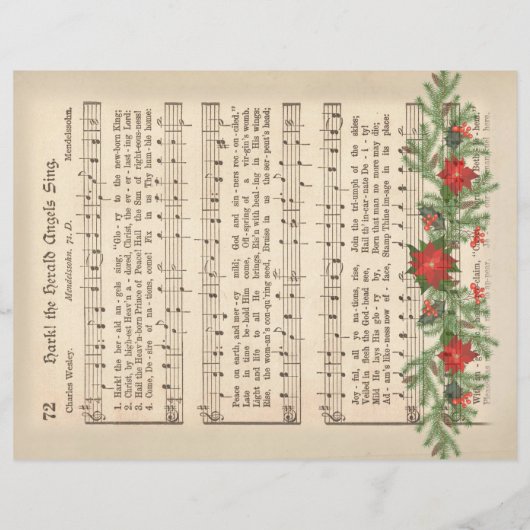 ヘラルドエンジェルスがクリスマスミュージックシートを歌う (裏面)