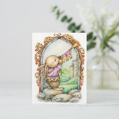 『ヘラルド』 - かわいい中世のウサギの美術葉書 ポストカード (スタンド正面)