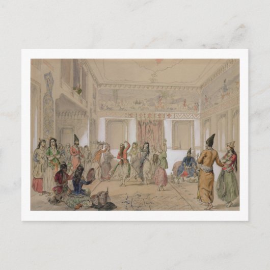 ヘランのハーレム饗宴(鉛筆と紙のw/c) ポストカード (正面)