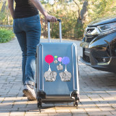 ヘリウ飛んでいるム気球を持つ象 シール (スーツケースインサイチュ)