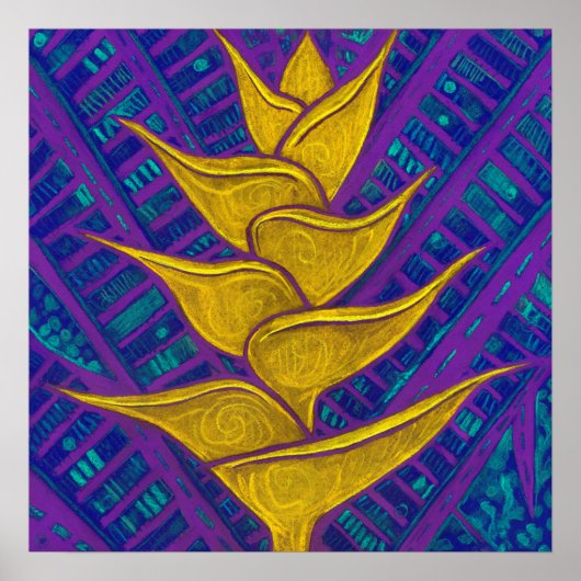 ヘリコニアフラワートロピック植物性はっきりしたフローラバー ポスター (正面)