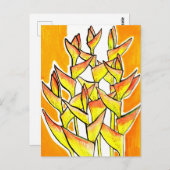 ヘリコニアロストラタトロピカルフラワーフローラ黄 ポストカード (正面/裏面)