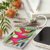 ヘリコニアロブスタークロートロピカルウォーター色の花 キーホルダー (正面右)