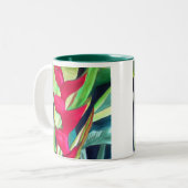 ヘリコニアロブスタークロートロピカルウォーター色の花 ツートーンマグカップ (正面左)