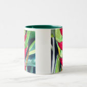 ヘリコニアロブスタークロートロピカルウォーター色の花 ツートーンマグカップ (中央)