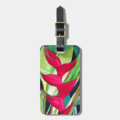 ヘリコニアロブスタークロートロピカルウォーター色の花 ラゲッジタグ (正面縦)
