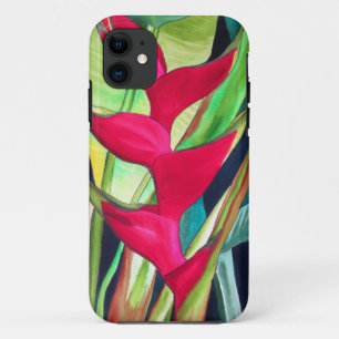ヘリコニアロブスタークロートロピカルウォーター色の花 iPhone 11 ケース