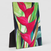 ヘリコニアロブスタークロー熱帯水彩カラーフラワー フォトプラーク (側面)