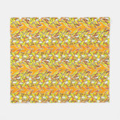 ヘリコニア熱帯植物花はっきりした柄 フリースブランケット (正面(横))