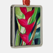 ヘリコニア ロブスタークロー 熱帯の水彩画の花 メタルオーナメント (右)