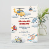 ヘリコプカラフルタ誕生日招待状 招待状 (スタンド正面)