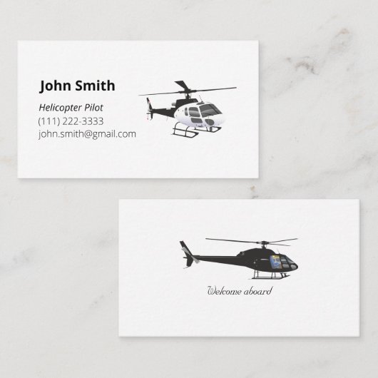 ヘリコプタパーソナライズされたパイロット 名刺 (正面/裏面)