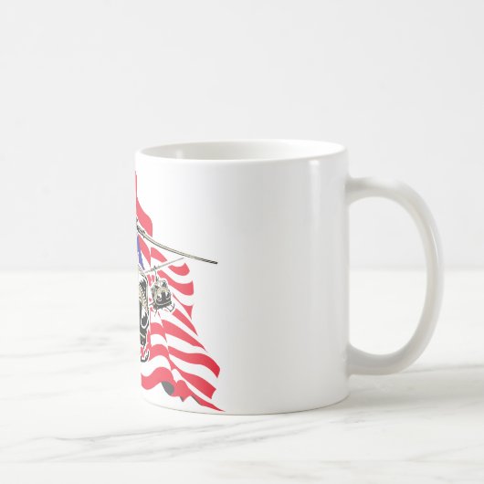 ヘリコプターが付いている米国旗 コーヒーマグカップ (右)