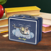 ヘリコプターでかわいい警察犬 メタルランチボックス