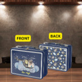 ヘリコプターでかわいい警察犬 メタルランチボックス