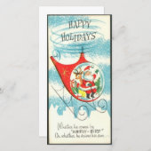 ヘリコプターでのビンテージクリスマスサンタクロース シーズンカード (正面/裏面)