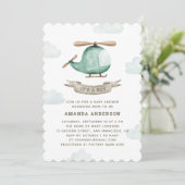 ヘリコプターと空 | Boy Aviation Baby Showerだ 招待状 (スタンド正面)