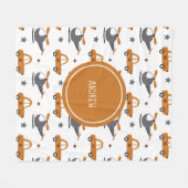 ヘリコプターと車キッドおもちゃパターン&ボーイネーム フリースブランケット (正面(横))