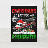 ヘリコプターに乗ったサンタのドライバー クリスマスはヘリコプターの方がいい C カード (正面)